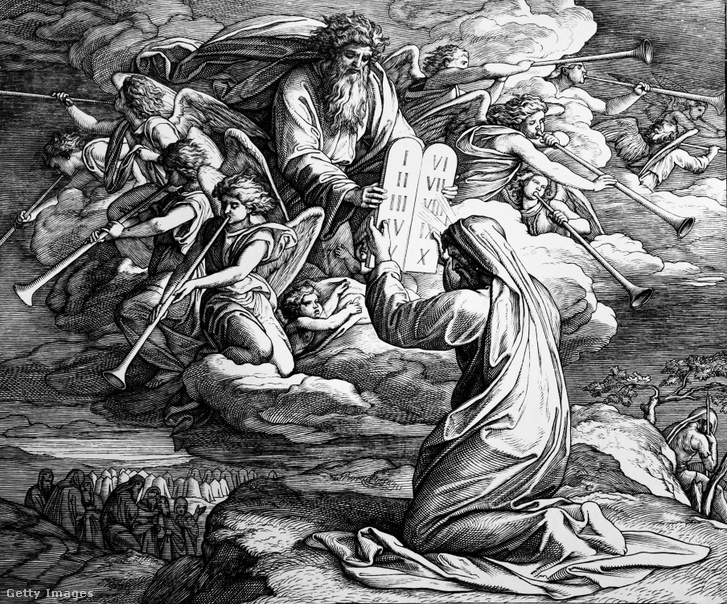 Mózes átveszi a tízparancsolatot tartalmazó kőtáblákat -- felettébb gyanús