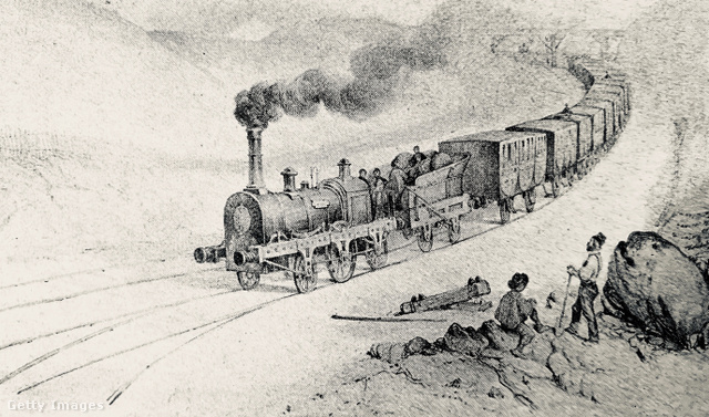 A Párizs és Orléans között közlekedő gőzvasút (1828-as illusztráció)