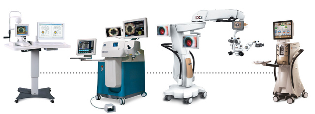 Az eszközök: Verion Image Guided System (szemészeti diagnosztikai készülék), LenSx Laser (femtolézer készülék), LuxOR (szemészeti operációs mikroszkóp) Centurion (phacoemulzifikációs készülék)