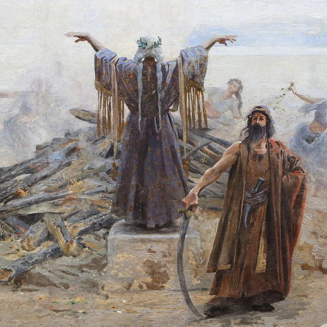 A táltos imája az oltár előtt – részlet Feszty Árpád A magyarok bejövetele című művéből