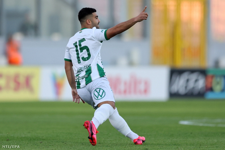 Mohammad Abu Fani, a Ferencváros játékosa, miután berúgta az első gólt a labdarúgó Konferencia-liga harmadik selejtezőfordulójának első, Hamrun Spartans-Ferencváros mérkőzésén Ta' Qaliban 2023. augusztus 10-én