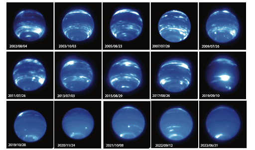 A Neptunusz 2002-től 2023-ig a Keck képein