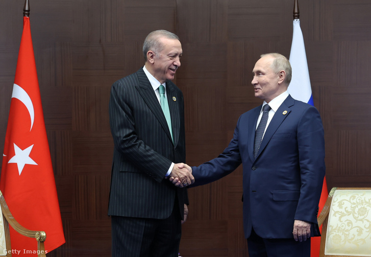 Recep Tayyip Erdogan és Vlagyimir Putyin 2022. október 13-án Asztanában