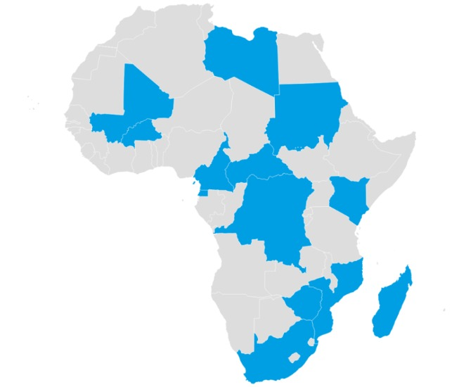 A Wagner-csoport afrikai aktivitásának helyszínei 2017–2023. február között