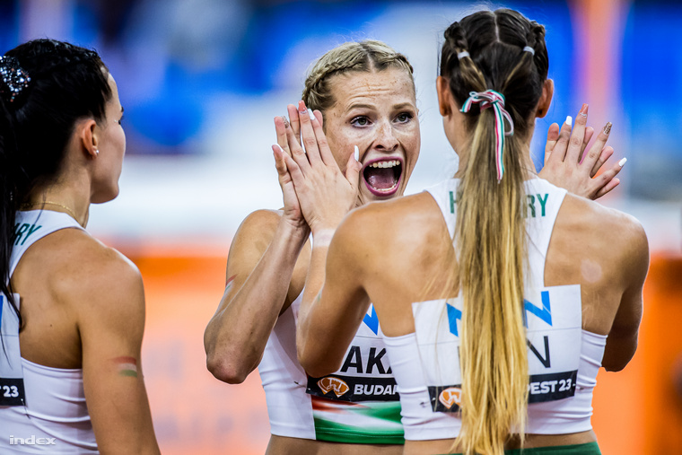 Takács Boglárka, a magyar női 4x100 m-es váltó tagja