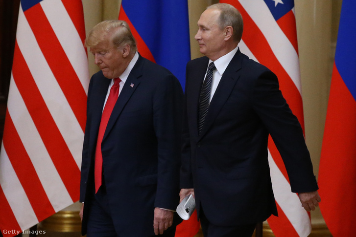 Donald Trump és Vlagyimir Putyin 2018. július 16-án Helsinkiben
