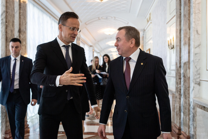 Szijjártó Péter külgazdasági és külügyminiszter és Vlagyimir Makej fehérorosz külügyminiszter találkozója Minszkben