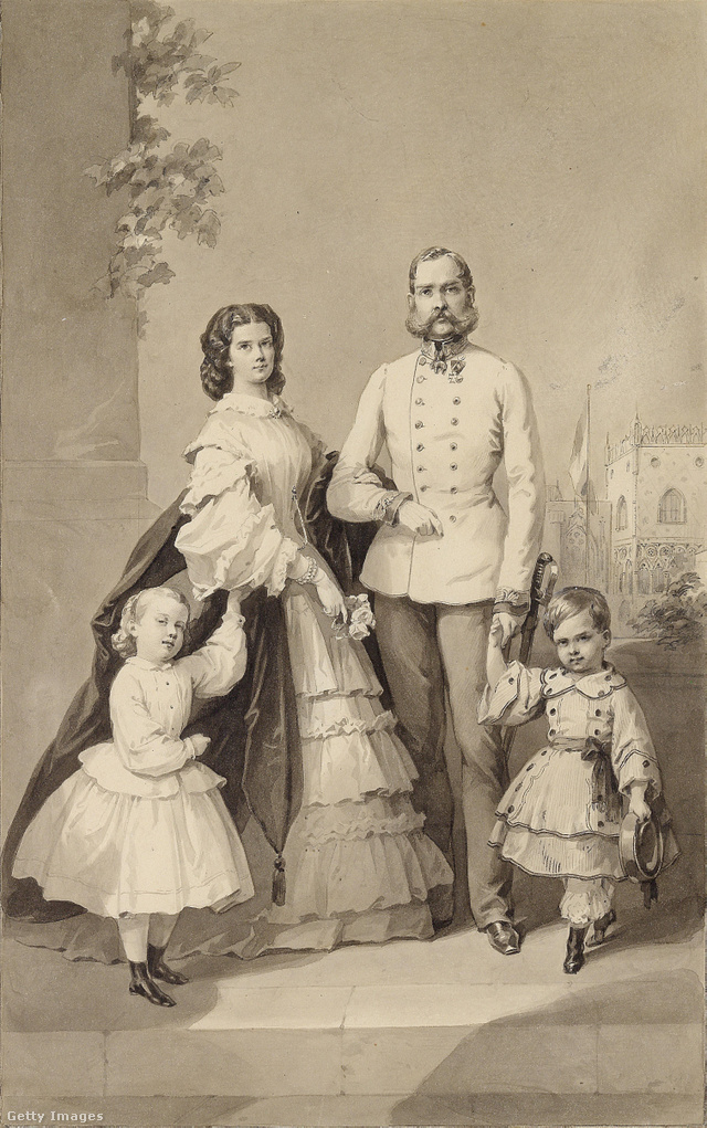 A császári pár a gyermek Rudolffal és Gizellával
