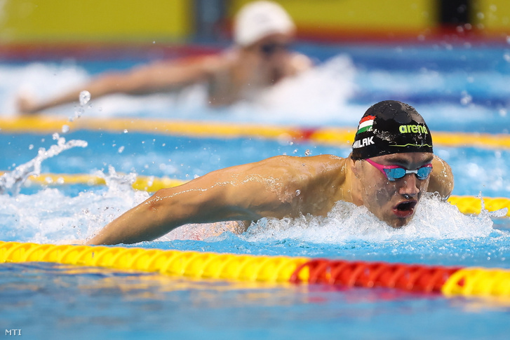 Milák Kristóf a 200 méteres férfi pillangóúszás döntőjében a 125. úszó országos bajnokságon Kaposváron, 2023. április 20-án