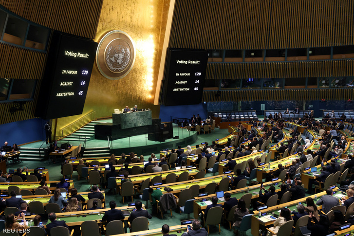 Az ENSZ Közgyűlésének rendkívüli ülése New Yorkban 2023. október 27-én
