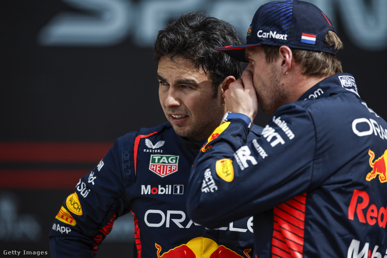 Max Verstappen és Sergio Pérez. (Fotó: NurPhoto / Getty Images Hungary)