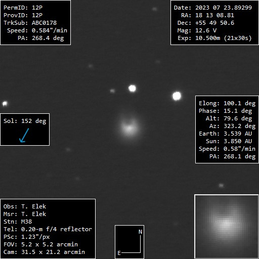 Dr. Elek Tamás magyar amatőr csillagász korábbi felvétele az üstökös szarváról