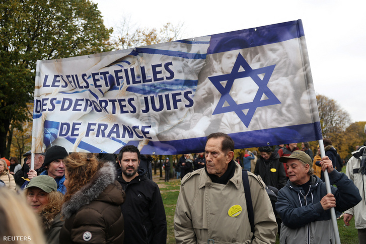 Antiszemitizmus elleni demonstráció Párizsban 2023. novembert 12-én