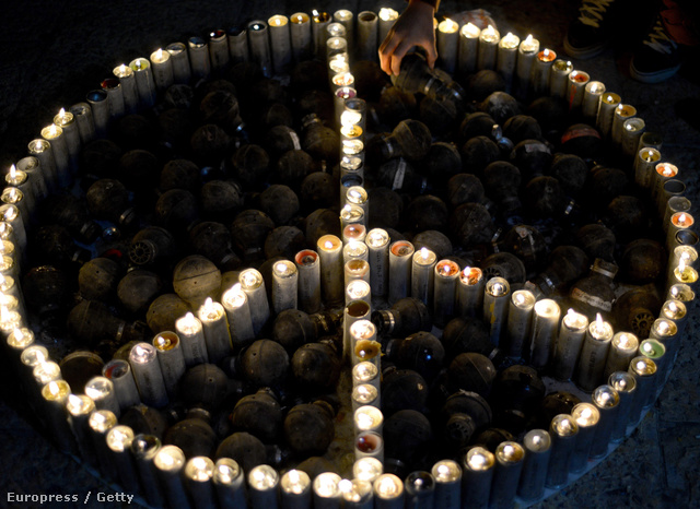 Gyertyagyújtás a békéért Betlehemben, 2013. december 23-án.