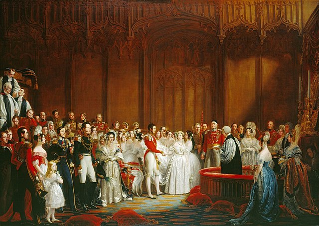 Viktória királynő esküvőjén, fehér ruhában