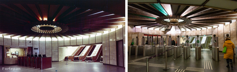 1970 - A metróállomás jellegzetes tetejű csarnoka a Deák Ferenc téren