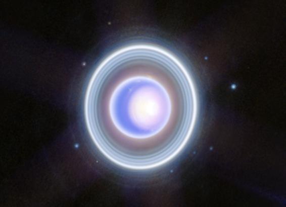 Imagen compuesta del sensor infrarrojo de James Webb de Urano