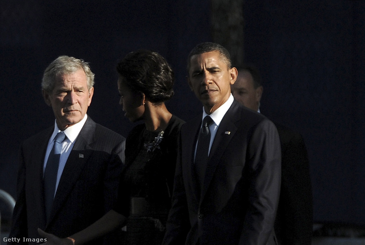 George W. Bush, Michelle Obama és Barack Obama 2011. szeptember 11-én