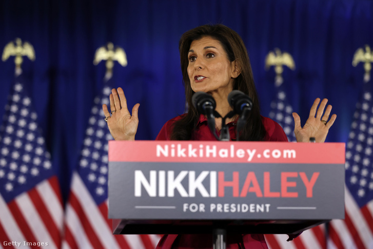Nikki Haley volt ENSZ-nagykövet és 2024-es republikánus elnökjelölt-aspiráns beszél Iowa államban, az Egyesült Államokban, 2024. január 15-én