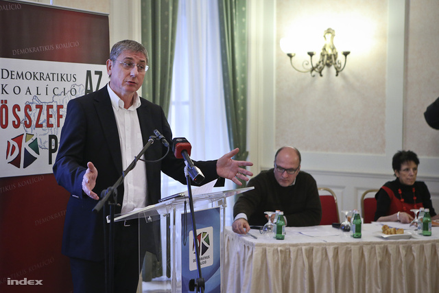Gyurcsány Ferenc a Demokratikus Koalíció Kultúra és hatalom címmel megrendezett konferenciáján, az Ybl-palotában, 2014. január 22-én.
