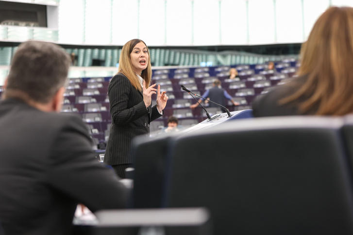 Cseh Katalin felszólal az Európai Parlament plenáris ülésén 2024. január 17-én