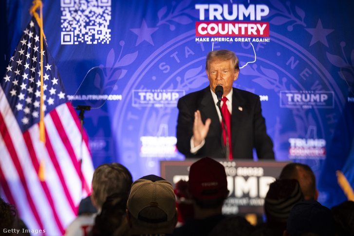 Donald Trump volt amerikai elnök beszél egy kampányrendezvényen az amerikai Portsmouth New Hampshire-ben 2024. január 17-én