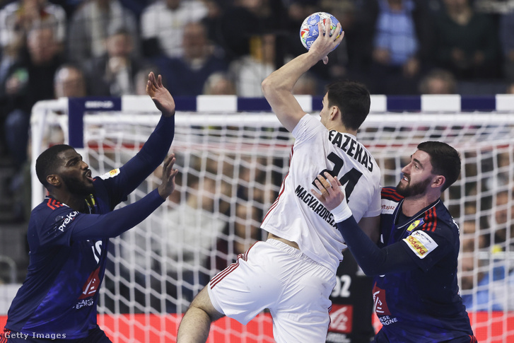 Fazekas Gergő a francia-magyar EHF Kézilabda Európa-bajnokság 2024-es férfi EURO 2024-es főcsoportmérkőzésén 2024. január 24-én