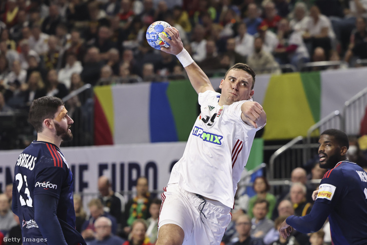 Bodó Richárd a férfi kézilabda olimpiai kvalifikációs Európa-bajnokság középdöntőjének negyedik fordulójában játszott Franciaország - Magyarország mérkőzésen
