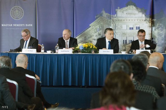 Christian Noyer, Ewald Nowotny, Orbán Viktor és Matolcsy György
