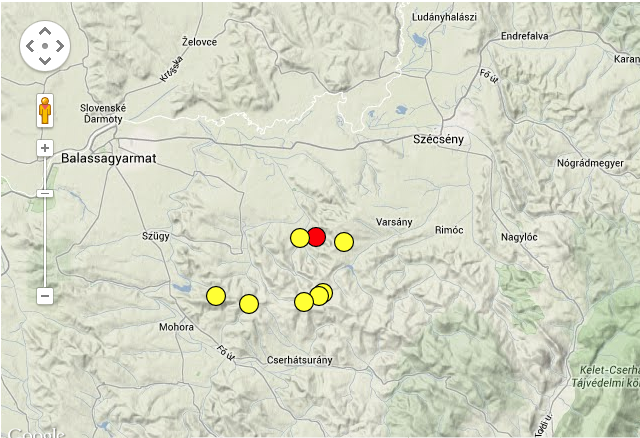 Földrengések az elmúlt harminc napban Magyarországon. Forrás: Kövesligethy Radó Szeizmológiai Obszervatórium