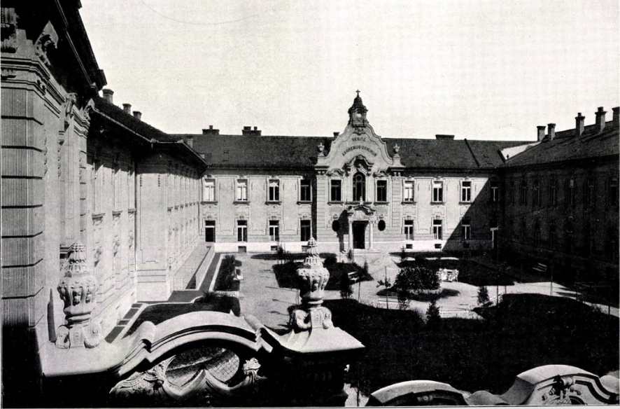 Az Erzsébet Homeopata Kórház udvara és a kápolna a Magyar Építőművészet egyik 1907-es számában