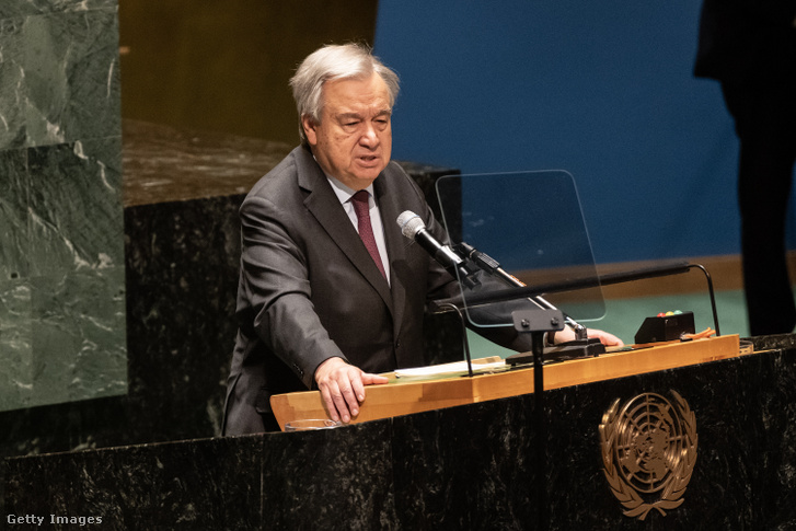 Antonio Guterres főtitkár beszédet mond 2024. január 27-én az ENSZ székházában