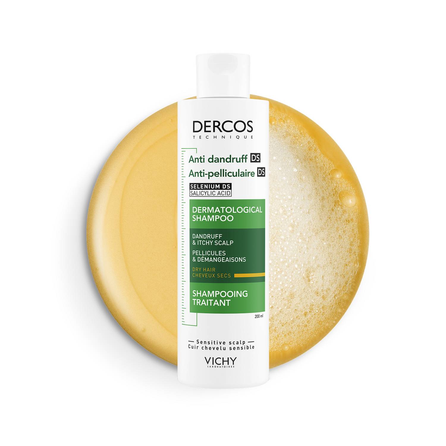 Dercos-Anti Dandruff Shampoo Dry Scalp-200ml with texture