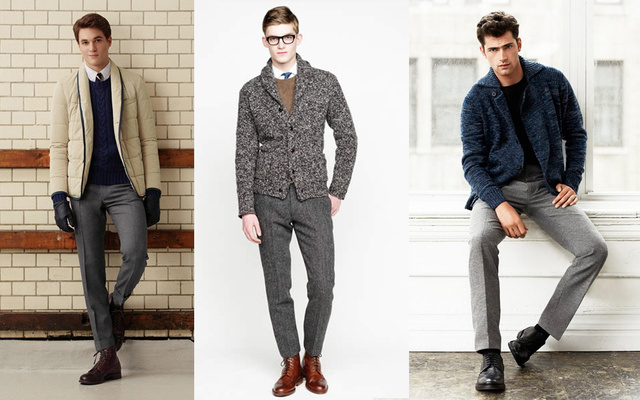 Inspiráció szürke nadrághoz: Gant Rugger, J. Crew és H&amp;M.