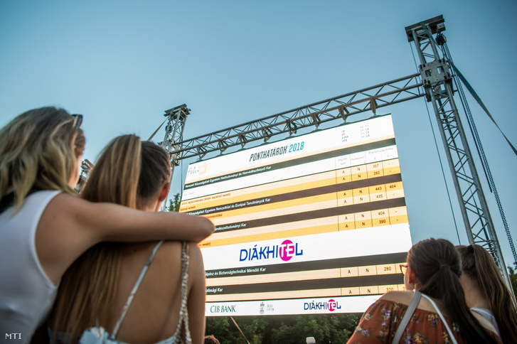 Fiatalok a felsőoktatási ponthatárok bejelentésén a Pont Ott Parti rendezvényen a Rio Budapest szórakozóhelyen 2018. július 25-én