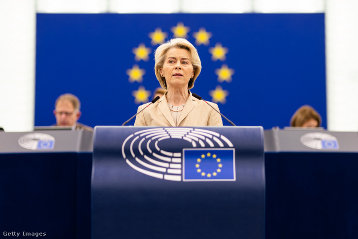 Ursula von der Leyen (CDU) Az Európai Bizottság elnöke az Európai Parlament plenáris üléstermében, 2024. február 28-án