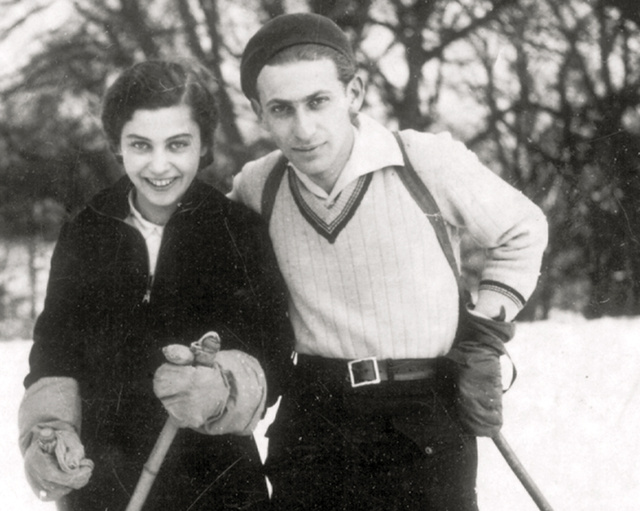 Radnóti Miklós és Gyarmati Fanni 1935-ben a sípályán (Nyári Krisztián gyűjtéséből)