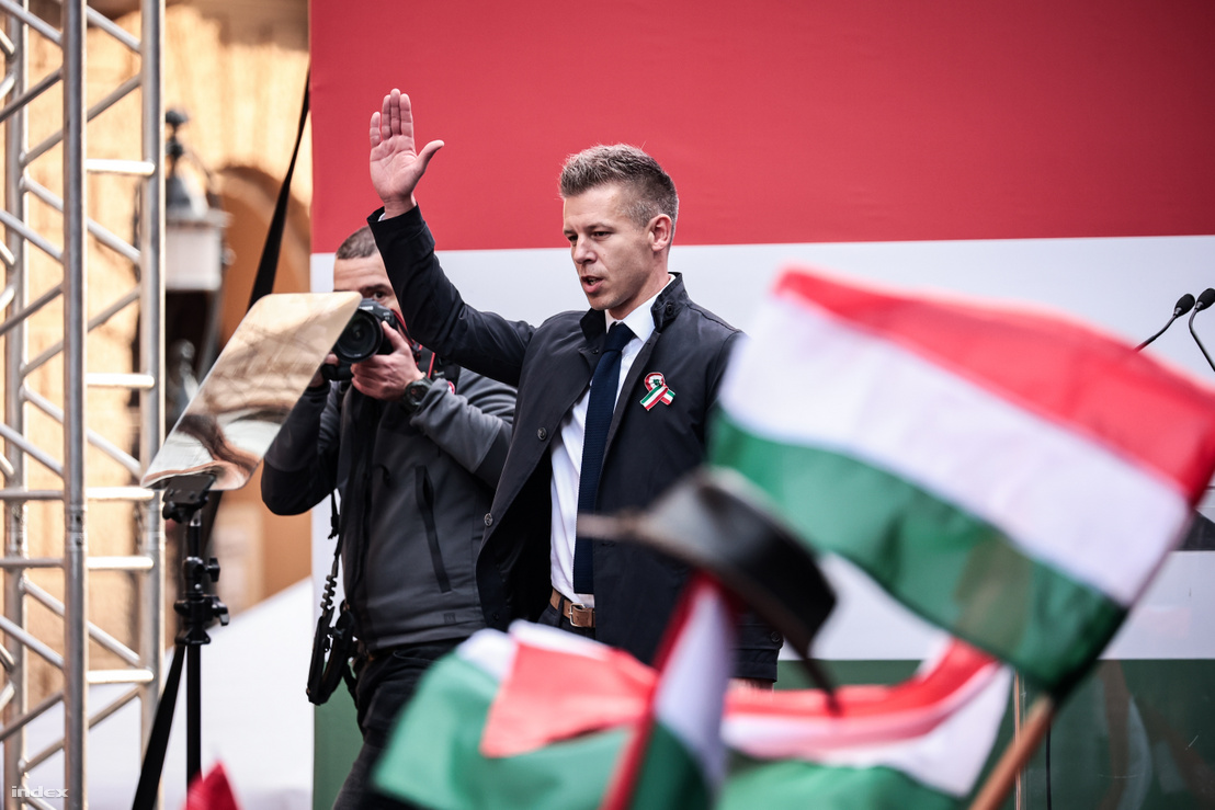 Magyar Péter az ellenzéki demonstráción 2024. március 15-én