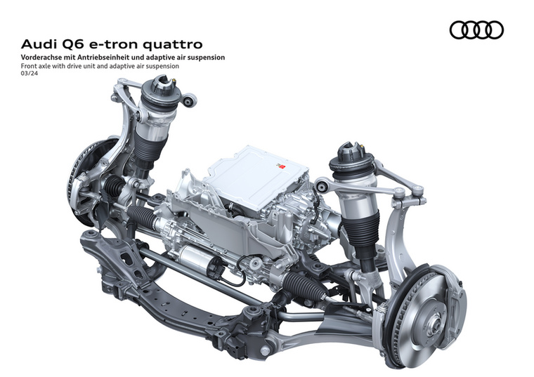 Az Audi az adaptív légrugós futóművet ajánlja az alapból 2350 kilós tömeghez.