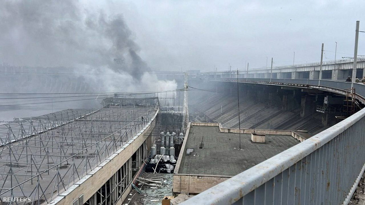Az orosz rakétacsapásban megrongált Dnyeperi Vízerőmű, 2024. március 22-én