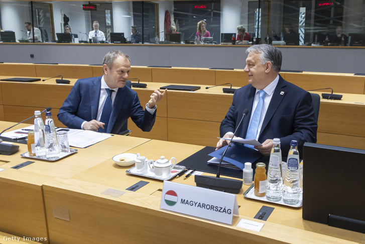Donald Tusk és Orbán Viktor 2024. március 22-én
