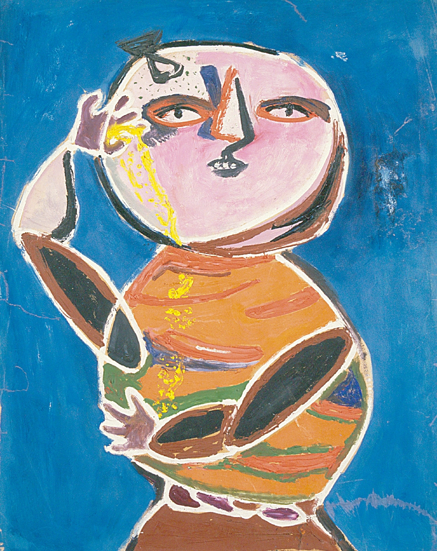 Anna Margit: Gondolkodó, 1948, karton, olaj, 60×46 cm, Szépművészeti Múzeum – Magyar Nemzeti Galéria