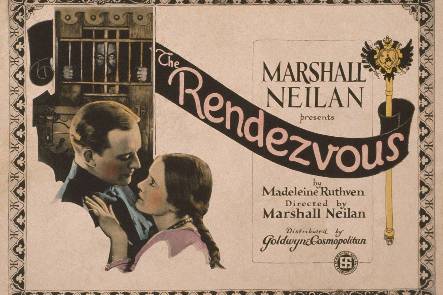 A randevú című némafilm plakátján: Lucille és Conrad Nagel.