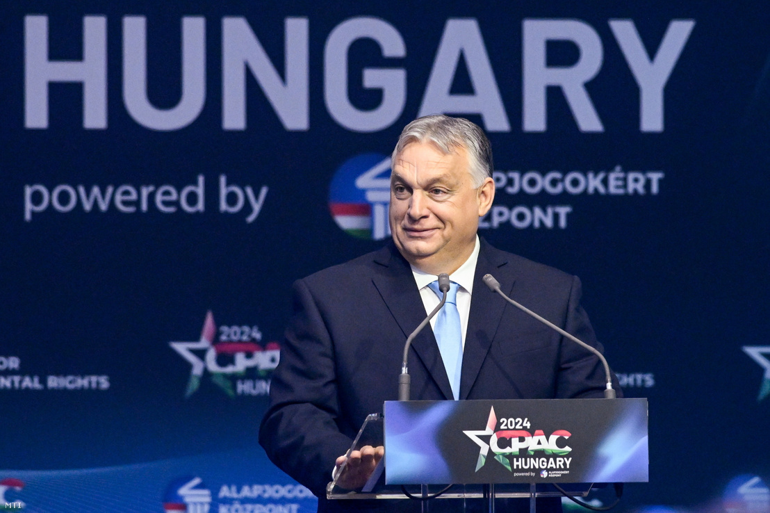 Orbán Viktor miniszterelnök beszédet mond a kétnapos Konzervatív Politikai Akció Konferencia (CPAC Hungary) elsõ napján a Millenárison 2024. április 25-én