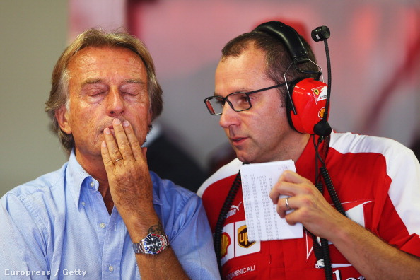 Luca Di Montezemolo Ferrari-elnök Stefano Domenicalival tavaly, Monzában