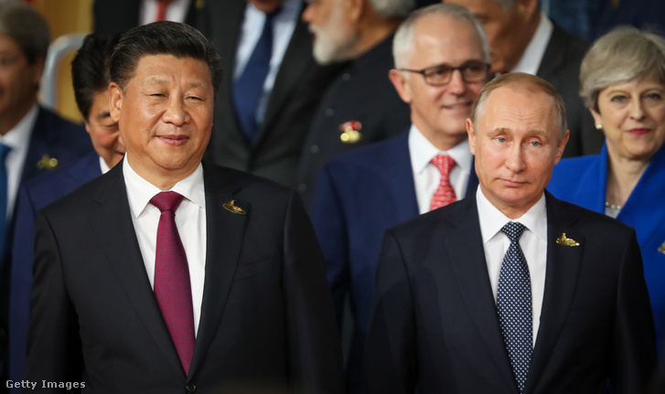 Hszi Csin-ping és Vlagyimir Putyin 2017. július 7-én
