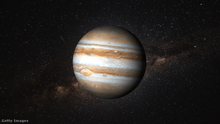 Illusztráció a Jupiterről és a déli féltekén megfigyelhető Nagy Vörös Foltról