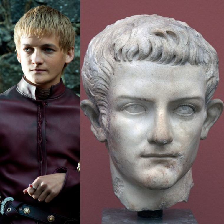 Jack Gleeson – CaligulaA római császárról, Caliguláról alkotott szobrot, akár a Jack Gleeson által eljátszott Joffrey királyról is mintázhatták volna.
