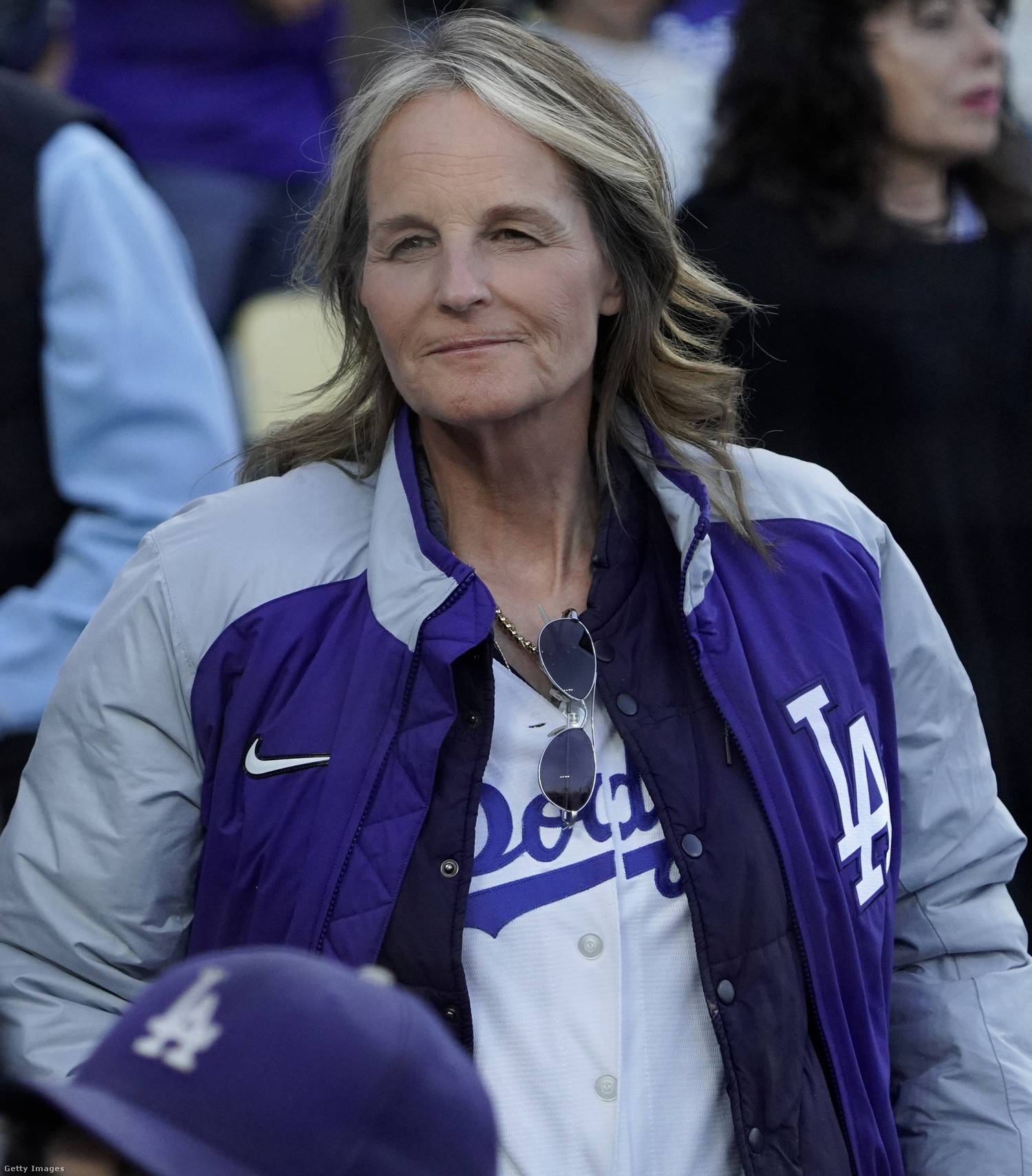 Helen Hunt 2024. május 20-án egy baseballmeccs lelátóján Los Angelesben.