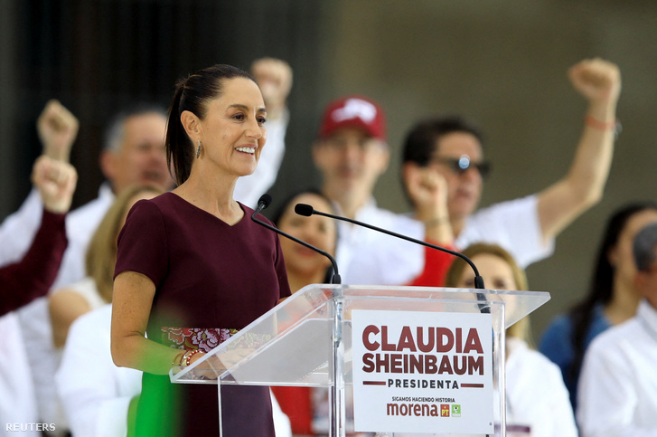 Claudia Sheinbaum, a MORENA párt elnökjelöltje Mexikóvárosban 2024. május 29-én